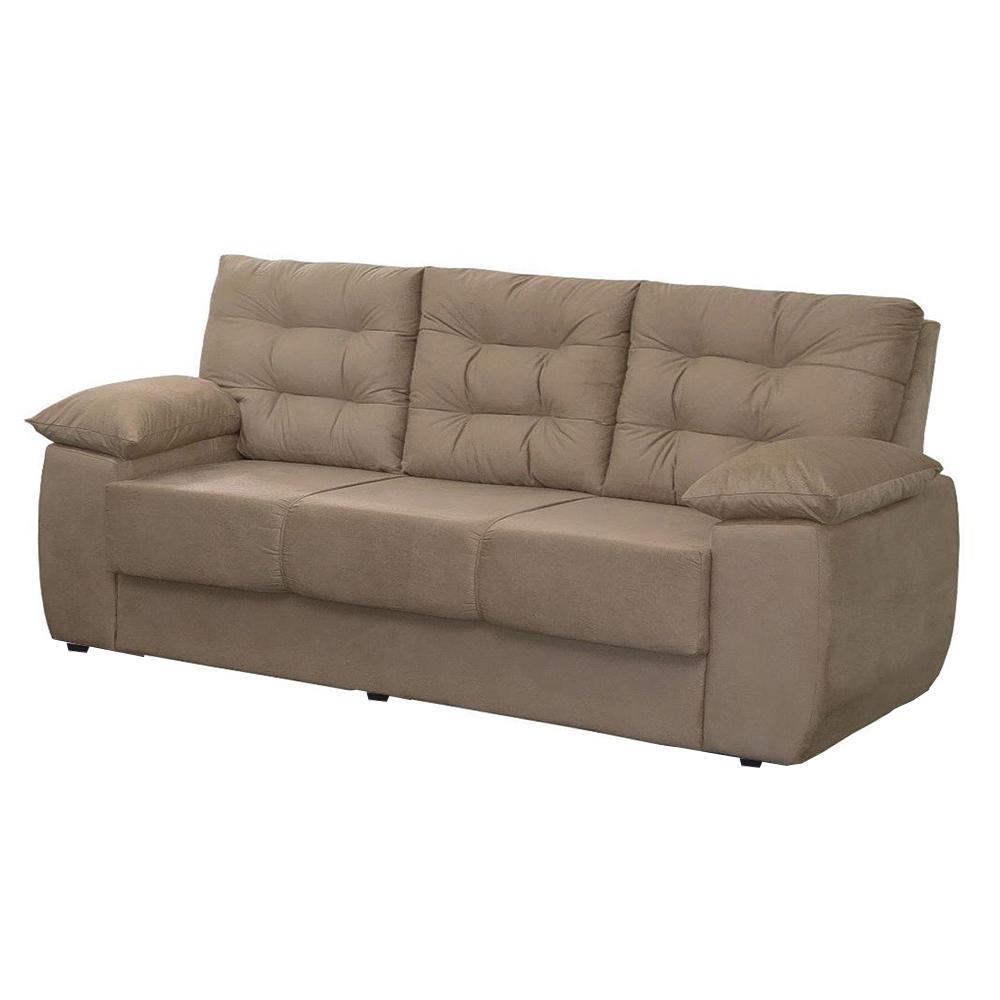 Sofá Luxemburgo 3 Lugares Tecido Suede Castor - Moveis Marfim - 3