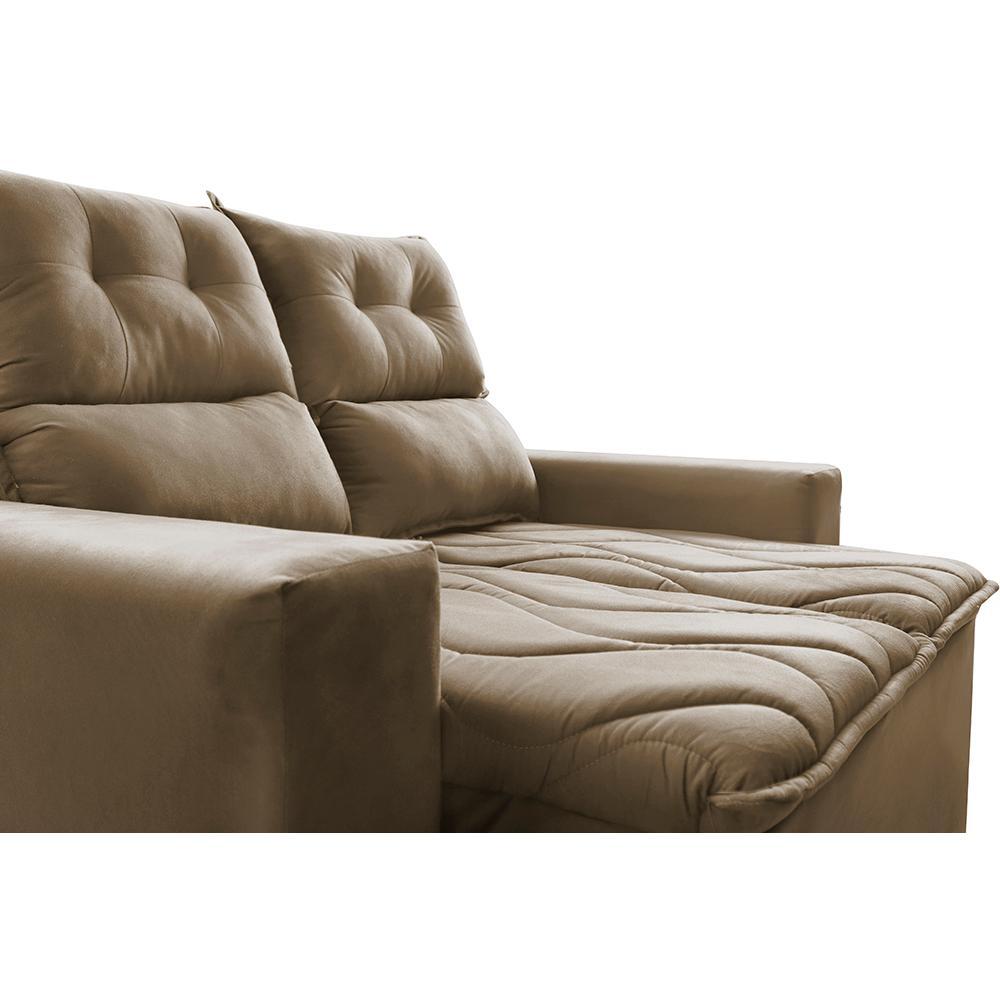 Sofá Retrátil e Reclinável 1,50m Cama inBox Smal com bordado pantográfico Suede Castor - 4
