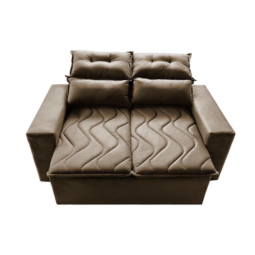 Sofá Retrátil e Reclinável 1,50m Cama inBox Smal com bordado pantográfico Suede Castor - 5