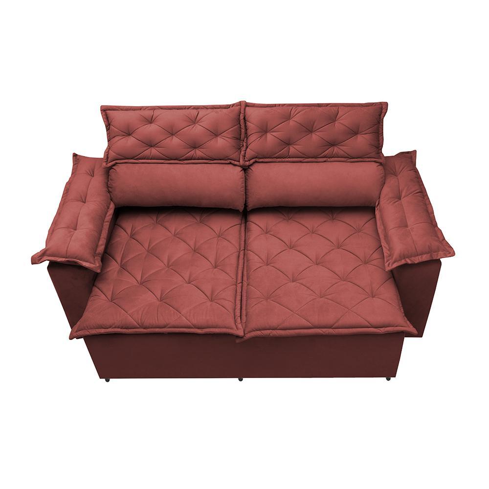 Sofá Retrátil e Reclinável Cama inBox Compact 1,50m Tecido Suede Velusoft Vermelho - 5