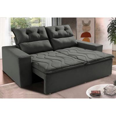 Sofá Retrátil e Reclinável 1,50m Cama inBox Smal com bordado pantográfico Suede Cinza