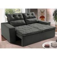 Sofá Retrátil e Reclinável 1,50m Cama inBox Smal com bordado pantográfico Suede Cinza - 1