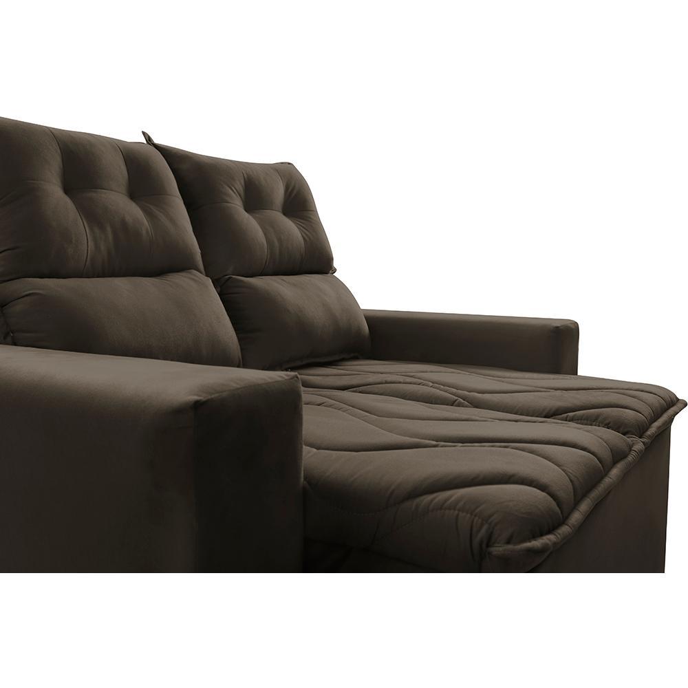 Sofá Retrátil e Reclinável 1,50m Cama inBox Smal com bordado pantográfico Suede Café - 4