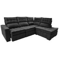 Sofá de Canto Direito 2,65x2,30m Retrátil e Reclinável com Molas Ensacadas Cama inBox Nobre Preto - 7