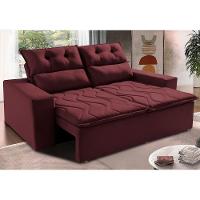 Sofá Retrátil e Reclinável 1,50m Cama inBox Smal com bordado pantográfico Suede Vinho - 1