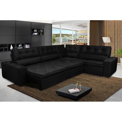 Sofá Canto Austin 3,85x2,64 Preto Cama inBox