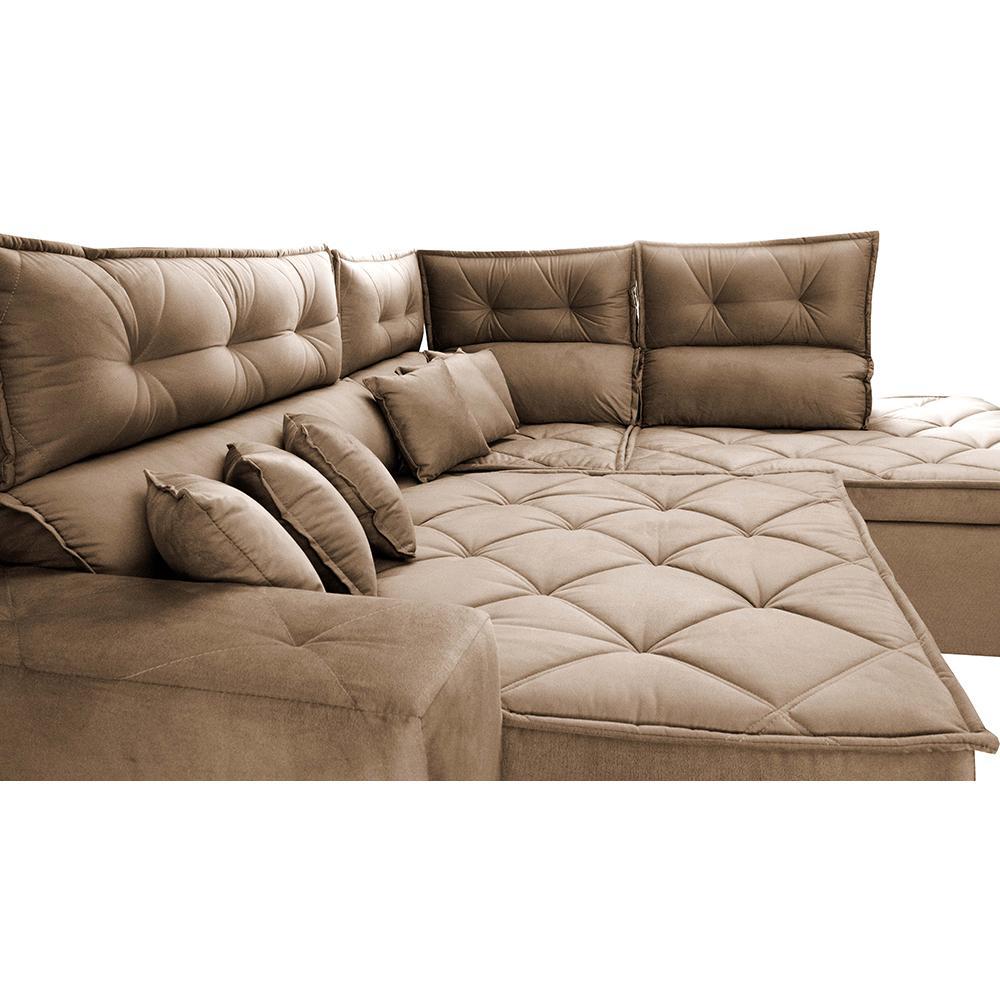 Sofá de Canto 2,60x2,36m Retrátil e Reclinável com Molas Cama inBox Platinum Direito Suede Castor - 5