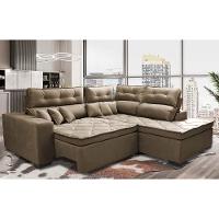 Sofá de Canto 2,60x2,36m Retrátil e Reclinável com Molas Cama inBox Platinum Direito Suede Castor - 1