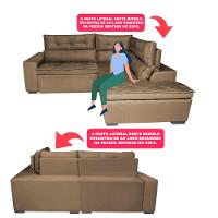 Sofá de Canto 2,60x2,36m Retrátil e Reclinável com Molas Cama inBox Platinum Direito Suede Castor