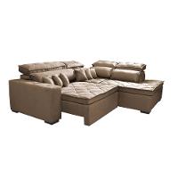 Sofá de Canto 2,60x2,36m Retrátil e Reclinável com Molas Cama inBox Platinum Direito Suede Castor - 7