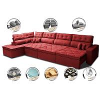 Sofá de Canto 4,80x2,36m Retrátil e Reclinável com Molas Cama inBox Platinum Esquerdo Suede Vermelho - 3