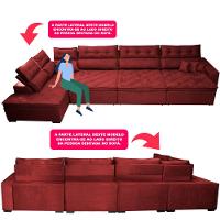 Sofá de Canto 4,80x2,36m Retrátil e Reclinável com Molas Cama inBox Platinum Esquerdo Suede Vermelho