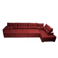 Sofá de Canto 4,80x2,36m Retrátil e Reclinável com Molas Cama inBox Platinum Esquerdo Suede Vermelho - 6