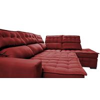 Sofá de Canto Direito 2,65x2,30m Retrátil e Reclinável com Molas Ensacadas Cama inBox Nobre Vermelho - 1