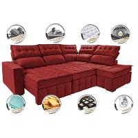 Sofá de Canto Direito 2,65x2,30m Retrátil e Reclinável com Molas Ensacadas Cama inBox Nobre Vermelho - 5