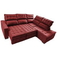 Sofá de Canto Direito 2,65x2,30m Retrátil e Reclinável com Molas Ensacadas Cama inBox Nobre Vermelho - 6