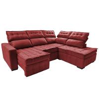 Sofá de Canto Direito 2,65x2,30m Retrátil e Reclinável com Molas Ensacadas Cama inBox Nobre Vermelho - 8