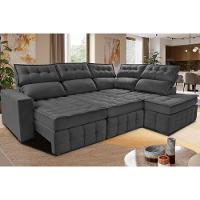Sofá de Canto Direito 2,65x2,30m Retrátil e Reclinável com Molas Ensacadas Cama inBox Nobre Cinza - 1