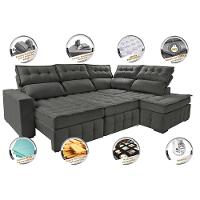 Sofá de Canto Direito 2,65x2,30m Retrátil e Reclinável com Molas Ensacadas Cama inBox Nobre Cinza - 3