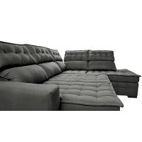 Sofá de Canto Direito 2,65x2,30m Retrátil e Reclinável com Molas Ensacadas Cama inBox Nobre Cinza - 5