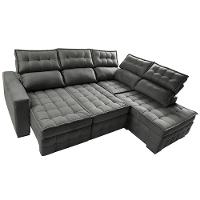 Sofá de Canto Direito 2,65x2,30m Retrátil e Reclinável com Molas Ensacadas Cama inBox Nobre Cinza - 6