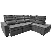 Sofá de Canto Direito 2,65x2,30m Retrátil e Reclinável com Molas Ensacadas Cama inBox Nobre Cinza - 7