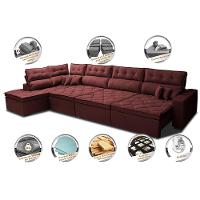 Sofá de Canto 4,80x2,36m Retrátil e Reclinável com Molas Cama inBox Platinum Esquerdo Suede Vinho - 3
