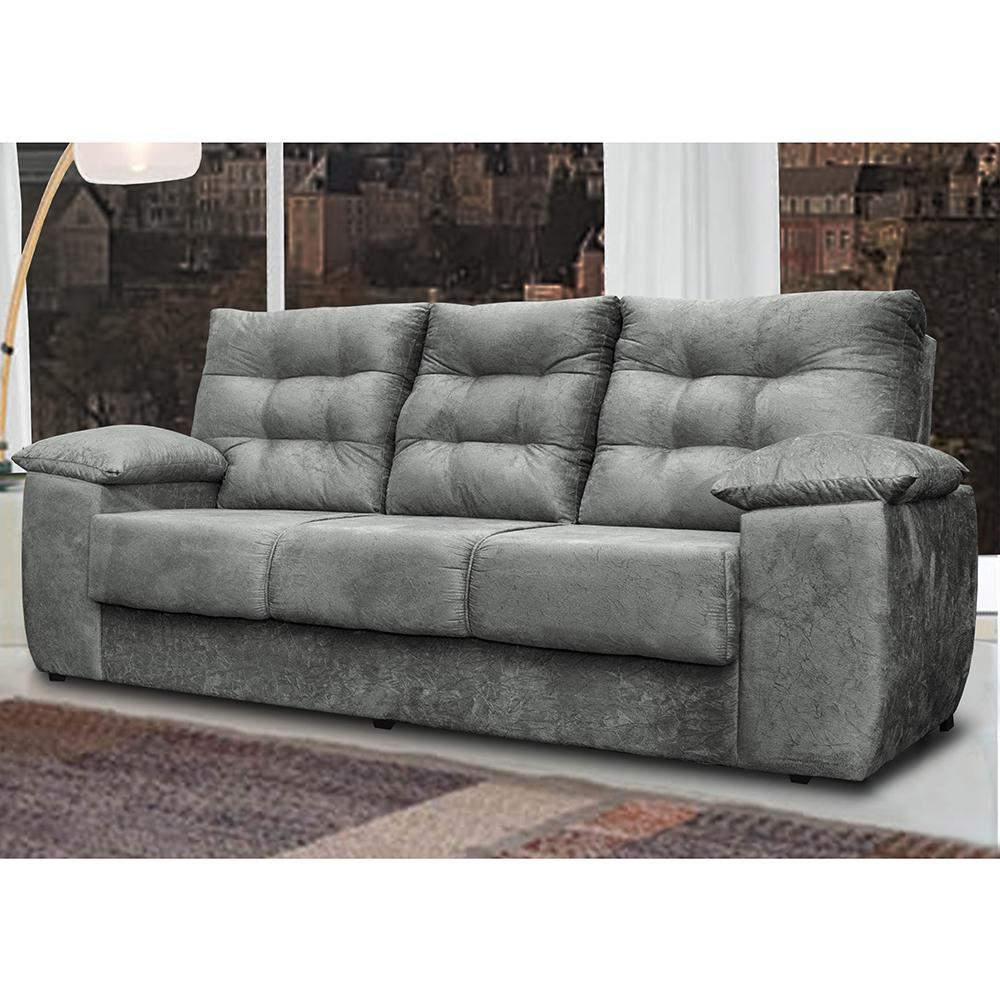 Sofá Luxemburgo 3 Lugares 2,02m Tecido Suede Cinza - 1