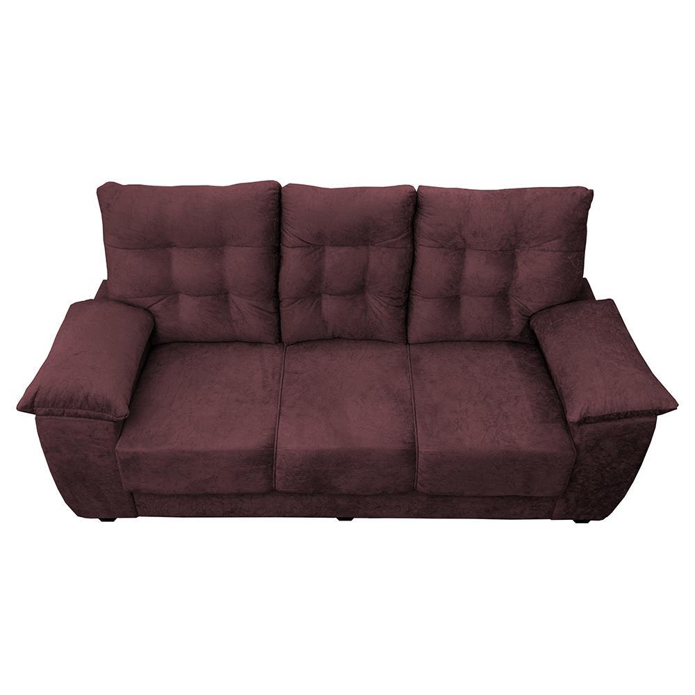 Sofá Luxemburgo 3 Lugares 2,02m Tecido Suede Vinho - 4