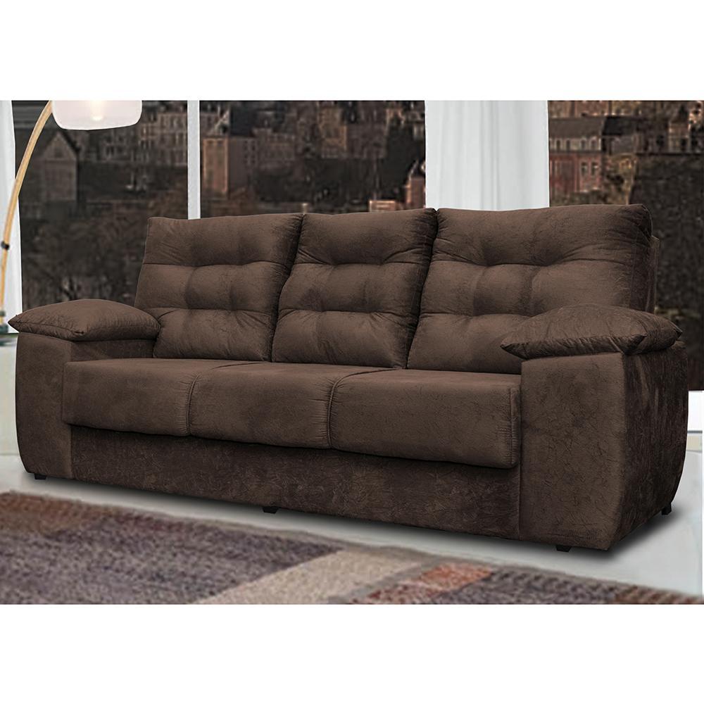 Sofá Luxemburgo 3 Lugares 2,02m Tecido Suede Café - 1