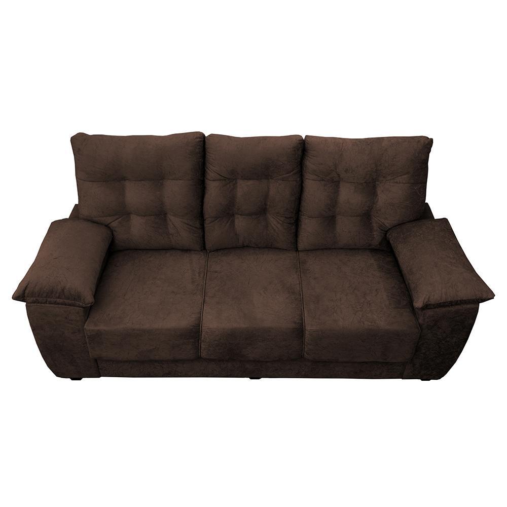 Sofá Luxemburgo 3 Lugares 2,02m Tecido Suede Café - 5