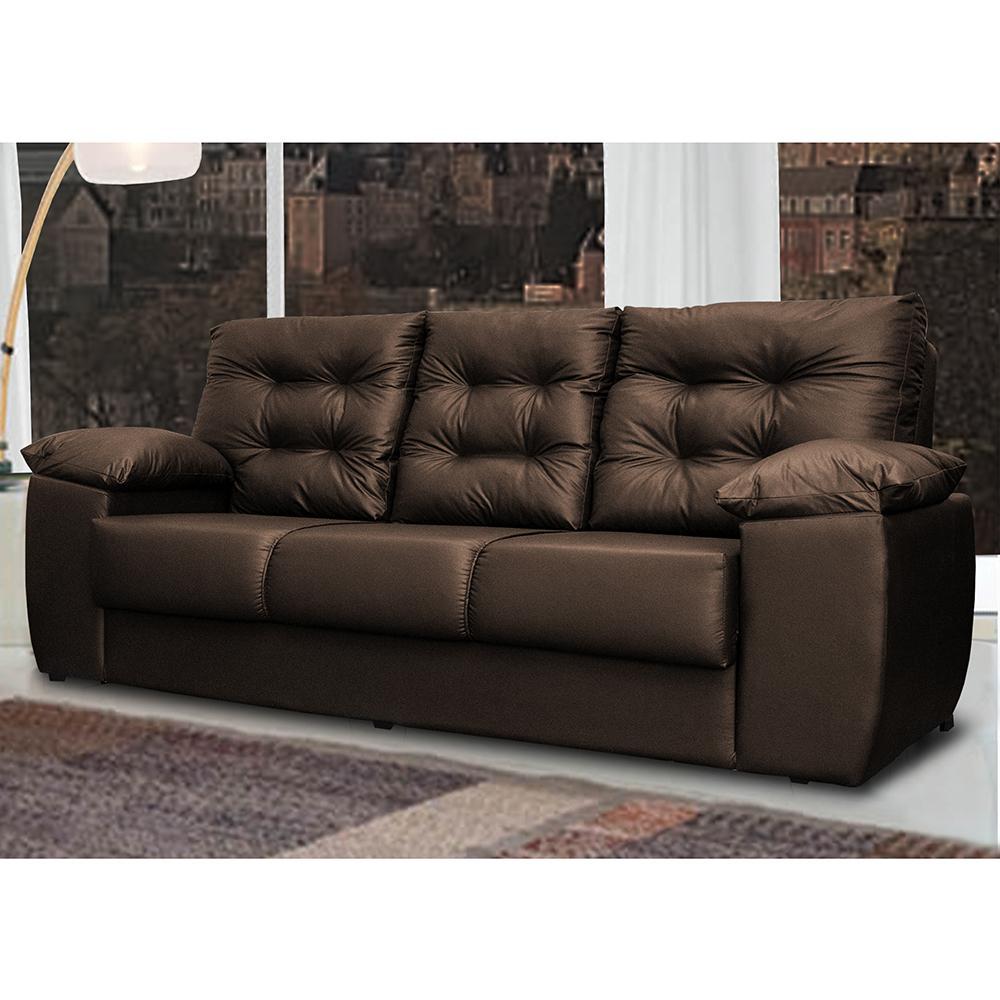 Sofá Luxemburgo 3 Lugares 2,02m Tecido Courino Marrom - 1