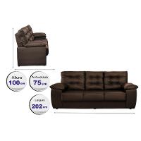Sofá Luxemburgo 3 Lugares 2,02m Tecido Courino Marrom - 2