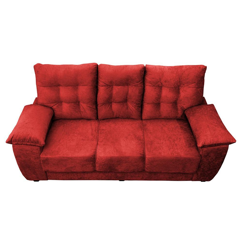 Sofá Luxemburgo 3 Lugares 2,02m Tecido Suede Vermelho - 5