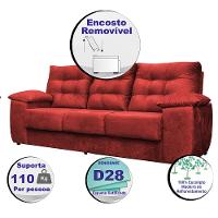 Sofá Luxemburgo 3 Lugares 2,02m Tecido Suede Vermelho - 3
