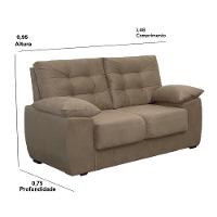 Sofá Luxemburgo 2 Lugares Tecido Suede Castor - Moveis Marfim - 2
