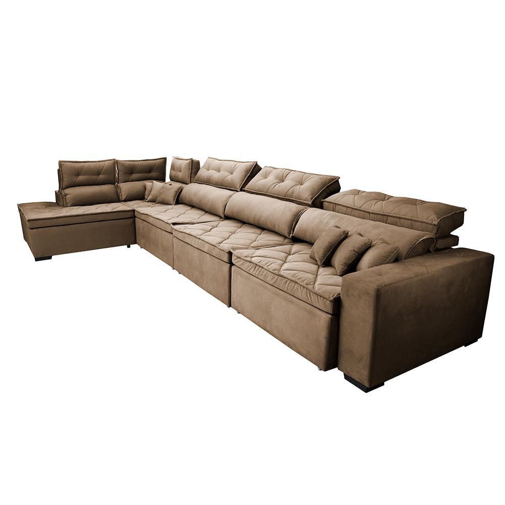 Sofá de Canto 4,80x2,36m Retrátil e Reclinável com Molas Cama inBox Platinum Esquerdo Suede Castor - 8