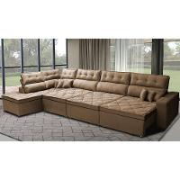 Sofá de Canto 4,80x2,36m Retrátil e Reclinável com Molas Cama inBox Platinum Esquerdo Suede Castor - 1