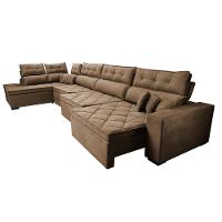 Sofá de Canto 4,80x2,36m Retrátil e Reclinável com Molas Cama inBox Platinum Esquerdo Suede Castor - 7