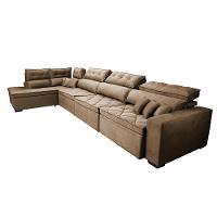 Sofá de Canto 4,80x2,36m Retrátil e Reclinável com Molas Cama inBox Platinum Esquerdo Suede Castor - 8