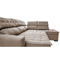 Sofá de Canto Direito 2,65x2,30m Retrátil e Reclinável com Molas Ensacadas Cama inBox Nobre Bege - 1