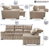 Sofá de Canto Direito 2,65x2,30m Retrátil e Reclinável com Molas Ensacadas Cama inBox Nobre Bege - 3