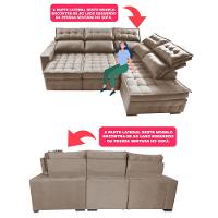 Sofá de Canto Direito 2,65x2,30m Retrátil e Reclinável com Molas Ensacadas Cama inBox Nobre Bege