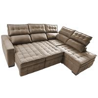 Sofá de Canto Direito 2,65x2,30m Retrátil e Reclinável com Molas Ensacadas Cama inBox Nobre Bege - 6