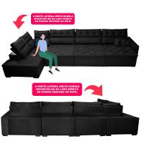 Sofá de Canto 4,80x2,36m Retrátil e Reclinável com Molas Cama inBox Platinum Esquerdo Suede Preto