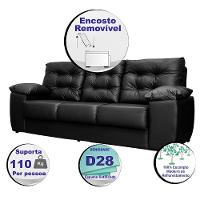 Sofá Luxemburgo 3 Lugares 2,02m Tecido Courino Preto - 3