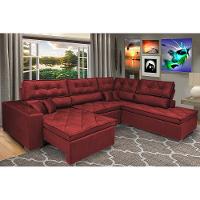 Sofá de Canto Retrátil e Reclinável com Molas Cama inBox Platinum 3,40x2,36 Tecido Suede Vermelho - 1