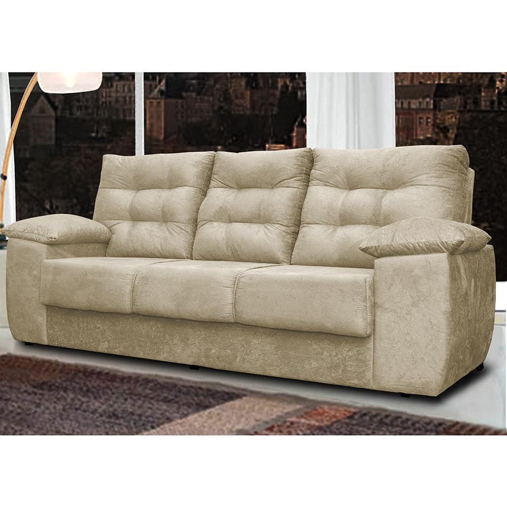 Sofá Luxemburgo 3 Lugares 2,02m Tecido Suede Bege - 1