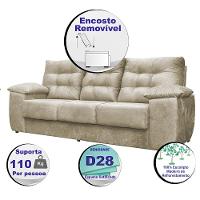 Sofá Luxemburgo 3 Lugares 2,02m Tecido Suede Bege - 3