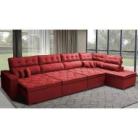 Sofá de Canto 4,80x2,36m Retrátil e Reclinável com Molas Cama inBox Platinum Direito Suede Vermelho - 1